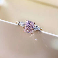 Original OEVAS 100% 925 Sterling Silver 2 Carats Pink High Carbon Diamond Rings For Women Sparkling Wedding Party Bridal Fine Jewelry