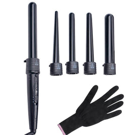 5 in 1 Hair Curling Iron Wand Set Crimp Corrugation 9-32mm Crimper with Interchangeable Curler Roller Tongs Salon Hair Waver