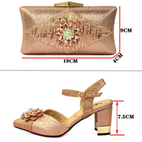 VENUS CHAN - Original  Italian Shoes and Bags to Match Shoes with Bag Set Decorated with Rhinestone Nigerian Women Wedding Shoes Set Wedding Party Bag