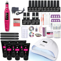 Manicure Set With 180W/120W/54W Led Nail Lamp Nail Set 35000RPM Nail Drill Machine 20/10 Colour Poly Extension Nail Gel Set