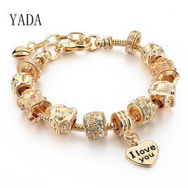 Original YADA Gifts (new hot）INS Golden owl Bracelets&amp;Bangles For Women heart love gold Bracelets Charm Crystal Jewelry Bracelet BT200214