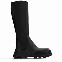 Original Brand Design Cool Fashion Riding Boots Platform Gothic slip-on mid-calf Boots Round Toe Thick Heels Stylish Women Winter Shoes