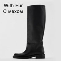 Original RIZABINA Size 34-43 Women Knee Boots Real Leather Platform Winter Shoes For Woman 2022 Warm Fur Long Boots Office Lady Footwear