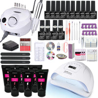 Manicure Set With 180W/120W/54W Led Nail Lamp Nail Set 35000RPM Nail Drill Machine 20/10 Colour Poly Extension Nail Gel Set