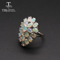 Original TBJ, Top quality Natural Opal Luxury gemstone Ring oval cut 4*6mm 21 piece 10.5ct  925 sterling silver fine jewelry for women