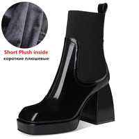 Original MORAZORA Nature Full Genuine Leather Chelsea Boots Womne Thick High Heels Square Toe Spring Autumn Ankle Boots For Women Botas