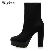 Original Eilyken 2022 New Fashion Autumn Winter High heels Ankle Boots Women Thick Heel Platform Boots Ladies Worker Boots size 41 42