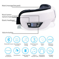 Eye Massager Eye Mask Music Magnetic Air Pressure Bluetooth Heating Vibration Massage Relax Glasses Electric DC Eyes Care Device