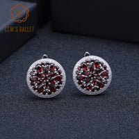 Original GEM & BALLET 7.76Ct Natural Red Garnet Gemstone Earrings for Women Engagement 925 Sterling Silver Stud Earrings Fine Jewelry