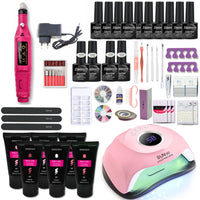 Manicure Set With 180W/120W/54W Led Nail Lamp Nail Set 35000RPM Nail Drill Machine 20/10 Colour Poly Extension Nail Gel Set