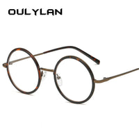 OULYLAN - Original Round Glasses Frame Women Men Clear Lens Eyeglasses Frames Ladies Transparent Myopia Optical Spectacle Black Gold