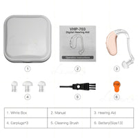 703 Hearing Aid BTE Sound Amplifier Sound Adjustable Volume  Low-Noise Wide-Frequency Elderly In-Ear Deaf Hearing Aids