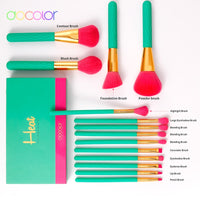 Docolor Makeup Brushes Set 14Pcs Natural Hair Makeup Brush Foundation Blending Face Powder Blush Eyeshadow Make Up Brush Kits