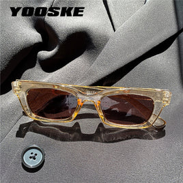 YOOSKE Vintage Rectangle Women Men Sunglasses Brand Designer Small Sun Glasses Frame Female Lady Eyeglasses UV400