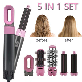 Professional 5 in 1 Hair Dryer And Straightener Brush Hair Curling Iron Heating Comb Hair Styler Detachable Smoothing Brush Kit