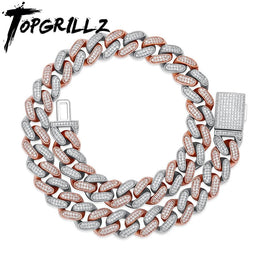 Original TOPGRILLZ 16mm Miami Cuban Chain Necklace 4 COLORS Copper Material Iced Out Cubic Zirconia Necklace Hip Hop Charm Jewelry Gift