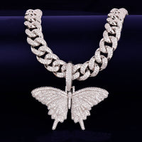 Original Butterfly Pendant Gold Color Plated Necklace Bling AAA Zircon Men & Hip Hop Jewelry