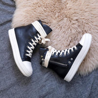 Original SWYIVY 44 Chaussure Femme Women Sneakers Zipper Canvas Casual Shoes Woman Spring 2020 Fashion Women Black Sneakers Ladies Shoe