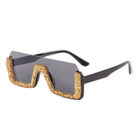 GUVIVI - Original Diamond Semi-Rimless Square Sunglasses Women Rhinestone Retro Gradient Sun Glasses Vintage Oversized Feminino Eyeglasses UV400