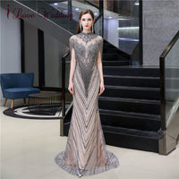 Original Dubai Luxury Tassel Sleeves Evening Dresses 2020 Gray Beaded High-Neck Crystal Evening Gowns Design Trumpet Formal Party Gown DIGITAL OFFICE ELECTRONIC