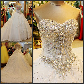 Original Luxury Ball Gown Fluffy Sweetheart Crystal Beading Diamond Wedding Dresses Real Photo Vestidos De Novia 2022 Custom Made WS68M DIGITAL OFFICE ELECTRONIC