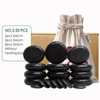 Tontin 20pcs/set Hot Stone Massage Set Heater Box Relieve Stress Back Pain Health Care Lava Basalt round massage tool Stones