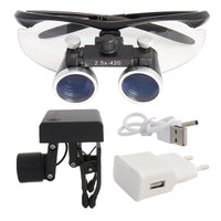 Dental Loupes Dental Magnifier Medical Loupes Binocular 2.5 3.5x420 Headlight Headlamp 3W 5W Filter Wired Wireless USB Belt Clip