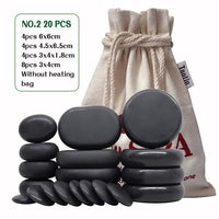 Tontin 20pcs/set Hot Stone Massage Set Heater Box Relieve Stress Back Pain Health Care Lava Basalt round massage tool Stones