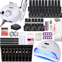 Nail Set Manicure Set With 114W/120W/54W Led Nail Lamp 35000RPM Nail Drill Machine 20/10 Colour Poly Extension Nail Gel Set