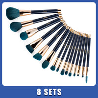 Jessup 1/3/8 sets Vegan Makeup Brushes Set 15pcs Powder Foundation Eyeshadow Eyeliner Blending Contour Concealer Smudge Spoolie