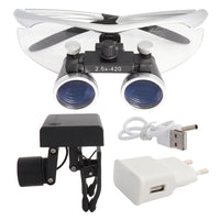 Dental Loupes Dental Magnifier Medical Loupes Binocular 2.5 3.5x420 Headlight Headlamp 3W 5W Filter Wired Wireless USB Belt Clip