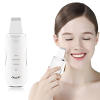 CkeyiN Ultrasonic Skin Scrubber Facial Spatula Deap Cleaning Skin Peeling Face Cleaner RF EMS LED Beauty Device Mini Nano mister