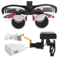 Dental Loupes Dental Magnifier Medical Loupes Binocular 2.5 3.5x420 Headlight Headlamp 3W 5W Filter Wired Wireless USB Belt Clip