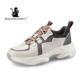 Original Fashion Sport Casual Sneakers Women 2021 Spring Autumn Leather Breathable Comfortable Sneaker Platform Shoes Women Black