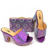 Original Latest Design African Wedding Italian Shoe and Bag Sets Decorated with Appliques Nigerian Women Wedding Shoes High Quality Pumps