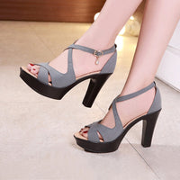 Original Sexy High Heels Sandals Ladies Shoes Summer 2022 Block Heel Platform Gladiator Sandals Women Party Sandals Plus Size 32-43