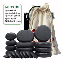 Tontin 20pcs/set Hot Stone Massage Set Heater Box Relieve Stress Back Pain Health Care Lava Basalt round massage tool Stones