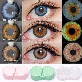 Original Bio-essence 1 Pair Colored Contact Lenses for Eyes Natural Brown Lenses Monet lense Blue Lenses Gray Eye Contact with Lense Case