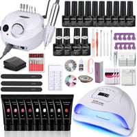 Nail Set Manicure Set With 114W/120W/54W Led Nail Lamp 35000RPM Nail Drill Machine 20/10 Colour Poly Extension Nail Gel Set