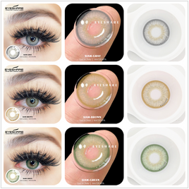 EYESHARE - Original 2pcs Natural Color Contact Lenses for Eyes SIAM Cosmetic Contact Lenses Blue Color Lens with Contact Case Green Lens