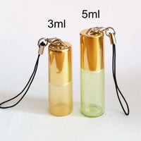 50pcs/lot Colorful 3ml 5ml 10ml Glass Perfume Roll on Bottles with Stainless Steel Ball and Key Chain Roller Vials