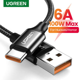 UGREEN - Original 6A 5A USB Type C Cable for Huawei P40 Pro Mate 30 P30 Pro Supercharge 100W Fast Charging USB-C Charger Cable for Huawei