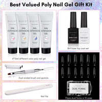 MAKARTT Poly Nail Gel Kit 4 Colors with Base Top Coat Extension Builder Enhancement Professional Starter Kit All-in-One