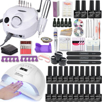 Manicure Set With 120W/80W/54W Led Nail Lamp Nail Set 35000RPM Nail Drill Machine 40 Color UV Polish Gel Nail Kit Tools Set