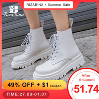 Original RIZABINA Size 34-43 2021 INS Woman Real Leather Ankle Boots Fashion Shoes Woman Short  Winter Warm Boots Platform Heel Footwear