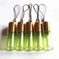 50pcs/lot Colorful 3ml 5ml 10ml Glass Perfume Roll on Bottles with Stainless Steel Ball and Key Chain Roller Vials