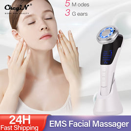 EMS Hot Cool Facial Massager Sonic Vibration Ion LED Photon Anti Aging Skin Rejuvenation Lifting Tighten Face Skin Care Beauty 4