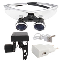 Dental Loupes Dental Magnifier Medical Loupes Binocular 2.5 3.5x420 Headlight Headlamp 3W 5W Filter Wired Wireless USB Belt Clip