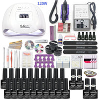 Manicure Set With 120W/80W/54W Led Nail Lamp Nail Set 35000RPM Nail Drill Machine 40 Color UV Polish Gel Nail Kit Tools Set