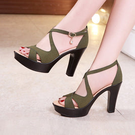 Original Sexy High Heels Sandals Ladies Shoes Summer 2022 Block Heel Platform Gladiator Sandals Women Party Sandals Plus Size 32-43